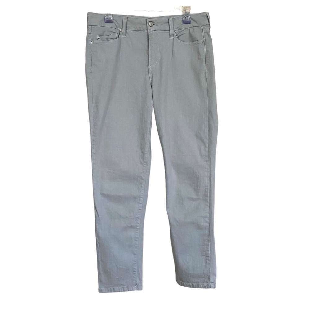 NYDJ Ankle Beige Khaki Denim Jeans Sz 10 Straight Slim Classic Lift Tuck Tech